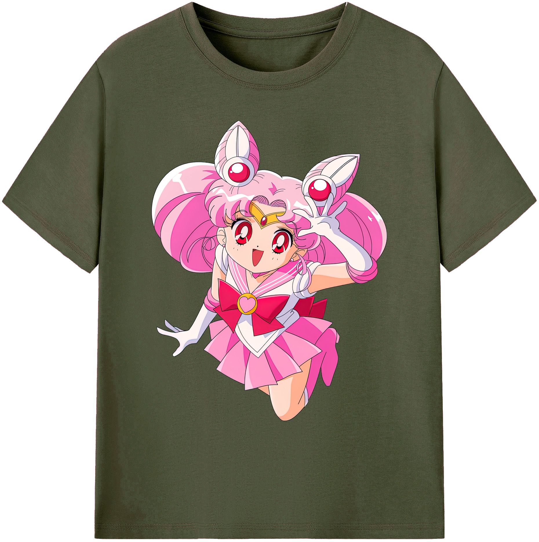 （画像用） 美少女戦士セーラームーン ちびうさ Sailor Moon Chibiusa Tsukino Usagi Small Lady Serenity 綿100％ メンズ半袖Tシャツ｜肌触りやわらか＆通気性